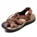 US Size 6.5-10 Men Casual Leather Sandals Comfortable Round Toe Beach Outdoor Sandals Shoes