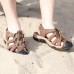 US Size 6.5-10 Men Casual Leather Sandals Comfortable Round Toe Beach Outdoor Sandals Shoes