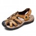 US Size 6.5-10 Men Casual Leather Sandals Comfortable Round Toe Beach Outdoor Sandals Shoes