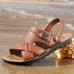 US Size 6.5-11.5 Men Genuine Leather Flat Sandals Beach Slippers Shoes