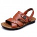 US Size 6.5-11.5 Men Genuine Leather Flat Sandals Beach Slippers Shoes