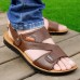 New Men Outdoor Sandals Shoes Leather Soft Comfortable Summer Beach Shoes Flat Slipper Shoes