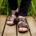 New Men Outdoor Sandals Shoes Leather Soft Comfortable Summer Beach Shoes Flat Slipper Shoes