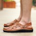 Men Soft Leather Buckle Sandals Breathable Outdoor Beach Sandals