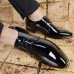 US Size 7.5-11.5 Lace Up Pointed Toe Patent Leather Formal Shoes