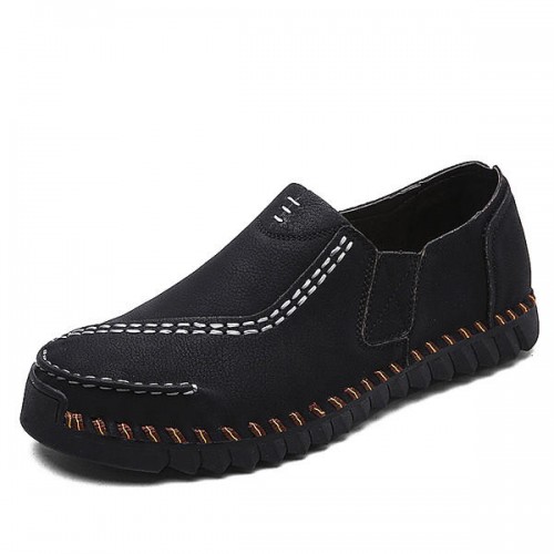 Men Casual Hand Stitching Retro Slip On Loafers Flats