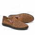 Men Breathable Woven Style Slip On Causual Leather Flats