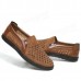 Men Breathable Woven Style Slip On Causual Leather Flats