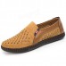 Men Breathable Woven Style Slip On Causual Leather Flats