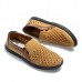 Men Breathable Woven Style Slip On Causual Leather Flats