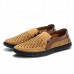 Men Breathable Woven Style Slip On Causual Leather Flats