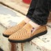 Men Breathable Woven Style Slip On Causual Leather Flats