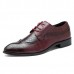 Men Brogue Style Genuine Leather Pointed Toe Business Formal Shoes