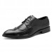 Men Brogue Style Genuine Leather Pointed Toe Business Formal Shoes