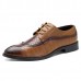 Men Brogue Style Genuine Leather Pointed Toe Business Formal Shoes