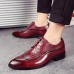 Men Brogue Style Genuine Leather Pointed Toe Business Formal Shoes