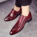 Men Brogue Style Genuine Leather Pointed Toe Business Formal Shoes