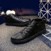 Men Soft Sole Leather High Top Casual Flat Sneakers