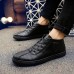 Men Soft Sole Leather High Top Casual Flat Sneakers