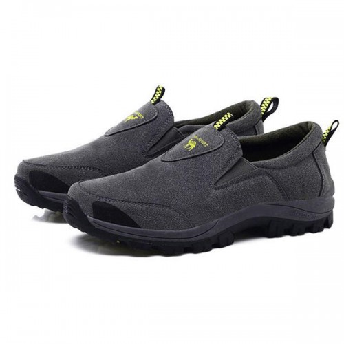 Men Comfy Durable Sole Suede Leather Slip On Outdoor Hiking Casual Sneakers