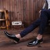 Men Casual Business Comfy Genuine Leather Flat Loafers Slip On Oxfords