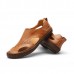 Soft Shoes Men Casual Breathable Genuine Leather Hollow Outs Sandals