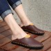 Men Breathable Hollow Outs Genuine Leather Sandals Two Way Wear Shoes