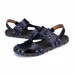 Comfy Men Casual Buckle Stitching Hollow Outs Leather Sandals Shoes