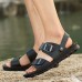 Men Comfy Breathable Genuine Leather Beach Sandals Two Way Wear Shoes