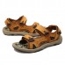 Men Comfy Outdoor Hook Loop Leather Sandals Beach Shoes