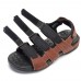 Men Breathable Adjustable Hook Loop Leather Sandals Beach Shoes