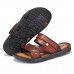 Men Comfy Two Way Wear Leather Sandals Beach Slippers Sandals