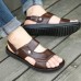 Men Comfy Sole Genuine Leather Sandals Two Way Wear Shoes Beach Shoes