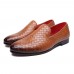 Men Comfy Stylish Woven Style Slip On Flats Loafers Pointed Toe Shoes