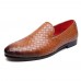 Men Comfy Stylish Woven Style Slip On Flats Loafers Pointed Toe Shoes