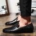 Men Comfy Stylish Woven Style Slip On Flats Loafers Pointed Toe Shoes