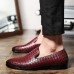 Men Comfy Stylish Woven Style Slip On Flats Loafers Pointed Toe Shoes