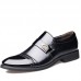 Men Comfy Leather Cap Toe Slip On Business Formal Shoes