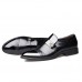 Men Comfy Leather Cap Toe Slip On Business Formal Shoes