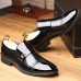 Men Comfy Leather Cap Toe Slip On Business Formal Shoes