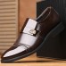 Men Comfy Leather Cap Toe Slip On Business Formal Shoes