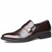 Men Comfy Leather Cap Toe Slip On Business Formal Shoes