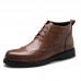 Men Microfiber Brogue Carved Casual Business Ankle Boots