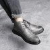 Men Microfiber Brogue Carved Casual Business Ankle Boots