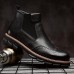 Men Retro Soft Classic Brogue Leather Chelsea Ankle Boots