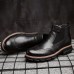 Men Retro Soft Classic Brogue Leather Chelsea Ankle Boots