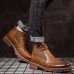 Men Retro Soft Classic Brogue Leather Chelsea Ankle Boots