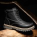 Men Retro Warm Plush Lining Leather Ankle Boots