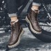 Men Retro Warm Plush Lining Leather Ankle Boots