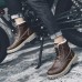 Men Retro Warm Plush Lining Leather Ankle Boots